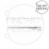 Medidas herramienta Piercing Assist para insertar piercings labret push pin.