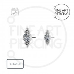 Top Gloria Push Pin en titanio con circonita y seis bolitas
