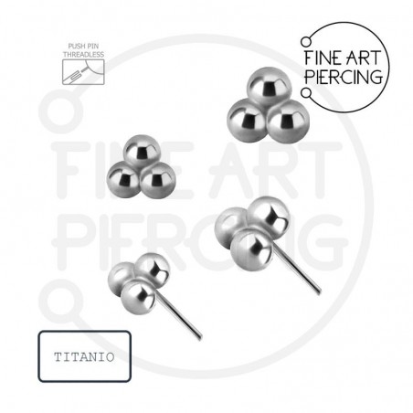Top Triball en titanio con tres bolitas para piercings
