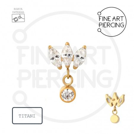 Top Bianca con circonitas y baño de oro 24K