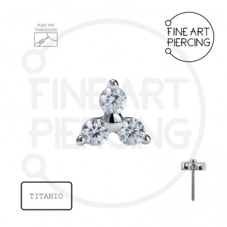 Top Trinity con 3 circonitas de titanio para piercing