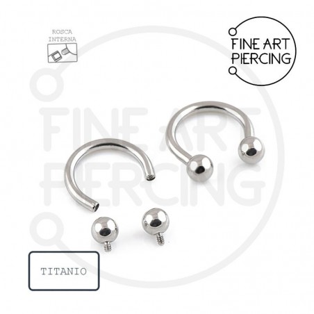 Circular Barbell en titanio con bolas de rosca interna