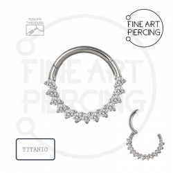 Aro clicker Irina de titanio con circonitas