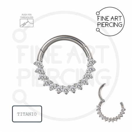 Aro clicker Irina de titanio con circonitas