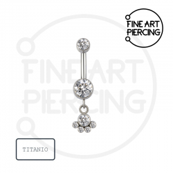 Kim Piercing Ombligo con rosca interna, circonitas y colgante