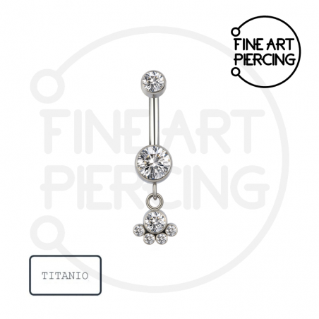 Kim Piercing Ombligo con rosca interna, circonitas y colgante