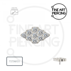 Top Jenna threadless en titanio con diseño en rombo