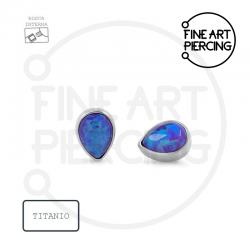 Top Tremun de lágrima con ópalo azul en titanio