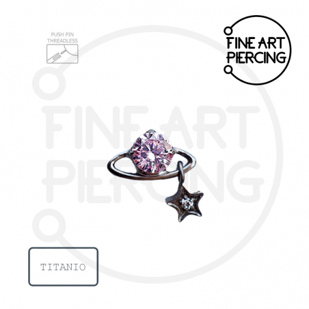 Top Gaia en forma de planeta con circonita rosa