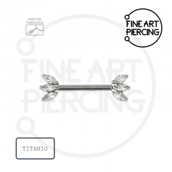 Piercing para pezón Betty de titanio hipoalergénico con circonitas de corte marquesa