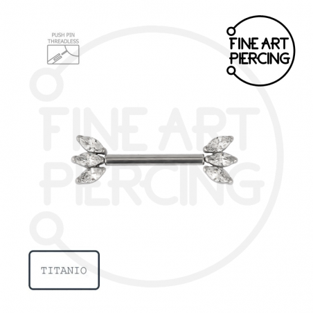 Piercing para pezón Betty de titanio hipoalergénico con circonitas de corte marquesa