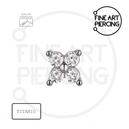 Top de titanio Ingrid con circonitas redondas, ideal para tragus, hélix y lóbulo