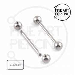 Piercing de lengua de titanio hipoalergénico con bolas de 5 mm, varias longitudes