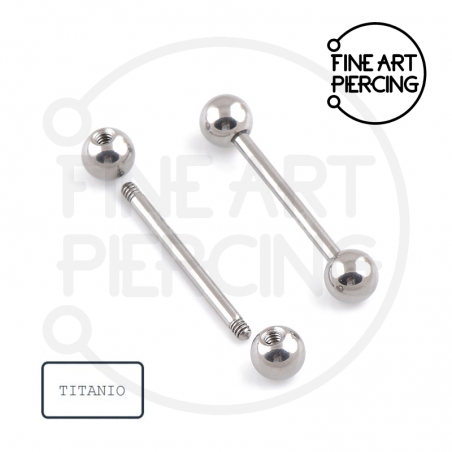 Piercing de lengua de titanio hipoalergénico con bolas de 5 mm, varias longitudes