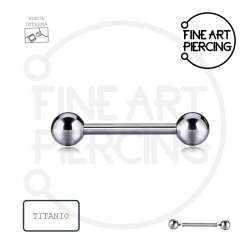 Piercing de lengua y pezón de titanio hipoalergénico con rosca interna, bolas de 5 mm