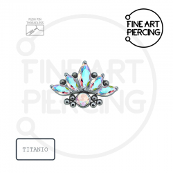 Piercing Top "Daphne" de titanio con circonitas boreales y sistema push pin