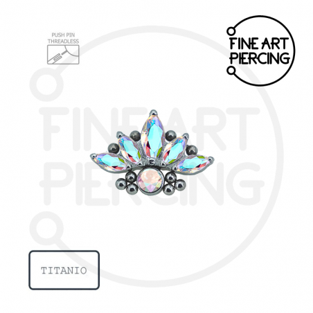 Piercing Top "Daphne" de titanio con circonitas boreales y sistema push pin