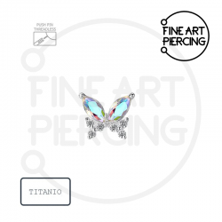 Piercing mariposa de titanio con brillo boreal