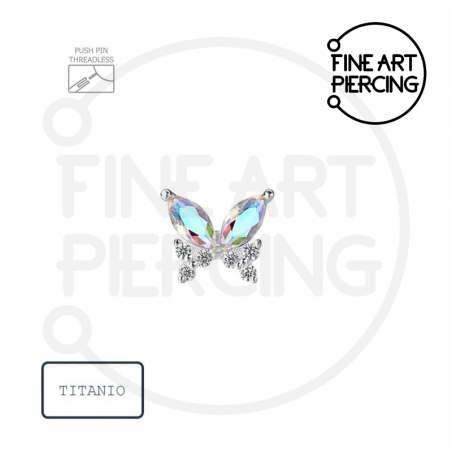 Piercing mariposa de titanio con brillo boreal