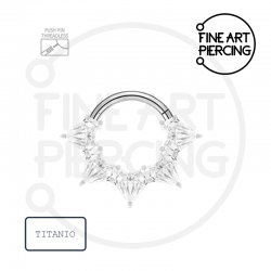 Aro clicker Clarisse de titanio hipoalergénico con circonitas blancas