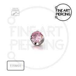 Top de piercing Lilia con circonita rosa engarzada, sistema sin rosca, fabricado en titanio