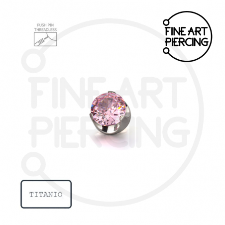 Top de piercing Lilia con circonita rosa engarzada, sistema sin rosca, fabricado en titanio