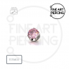 Top de piercing Lilia con circonita rosa engarzada, sistema sin rosca, fabricado en titanio