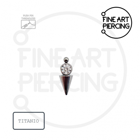 Top "Valkyria" de titanio con circonita y sistema push pin para piercings