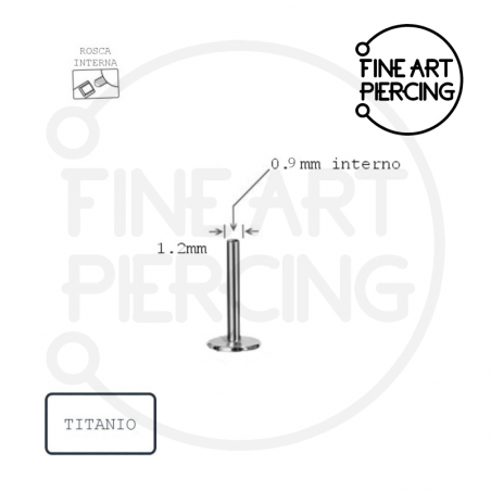Labret de titanio con rosca interna de 0.9 mm y grosor de 1.2 mm para piercings