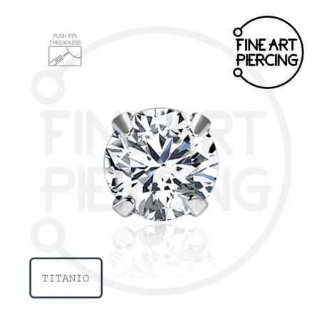 Top de circonita redonda engarzada en titanio hipoalergénico sin rosca para piercings