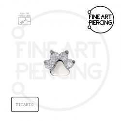 Top "Nala" de titanio hipoalergénico con diseño de huella y circonitas