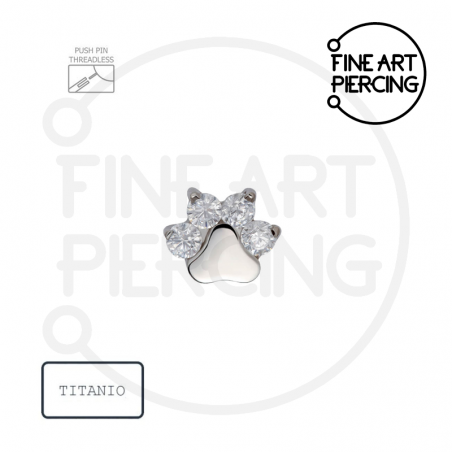 Top "Nala" de titanio hipoalergénico con diseño de huella y circonitas