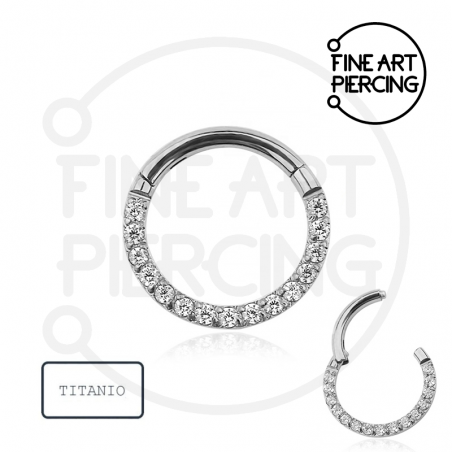 Aro clicker de titanio con circonitas brillantes