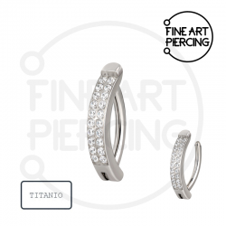 Piercing de ombligo ovalado con dos tiras de circonitas y barra de 1.6 mm