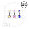 Pack de 3 piercings de ombligo con circonitas boreal, azul y rosa