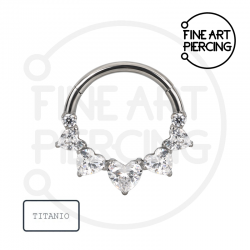 Aro clicker Amara de titanio con circonitas para piercing septum