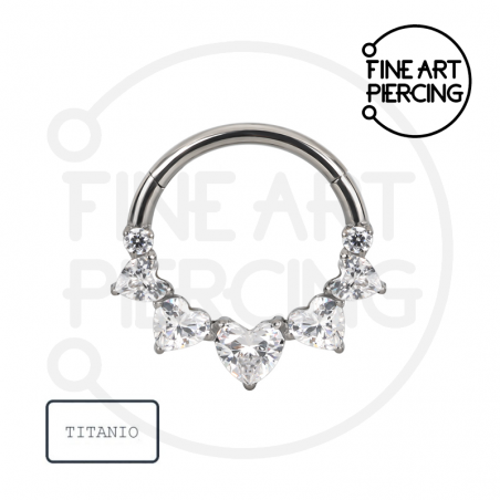 Aro clicker Amara de titanio con circonitas para piercing septum