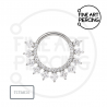 Aro clicker de titanio con tiras de circonitas redondas y cuadradas Dione