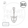 Piercing de ombligo de titanio con circonitas marquesa y cadena