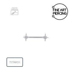 Piercing pezón Nova titanio estrellas con circonitas push pin