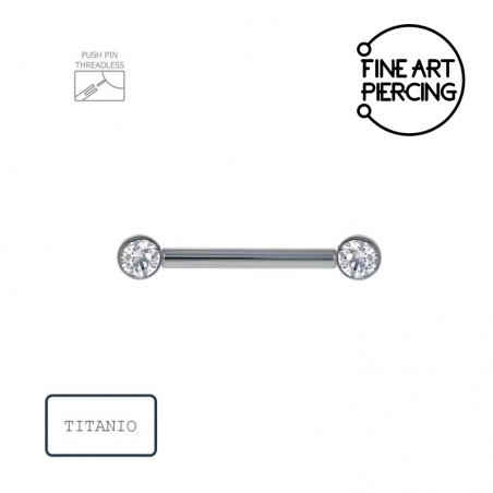Piercing Pezón Elia | Push Pin Titanio con Brillantes 16 mm