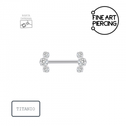 Piercing pezón Tessa titanio rosca interna con 3 circonitas