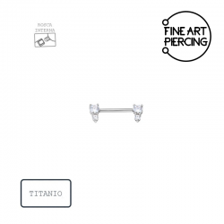 Piercing pezón Sharon titanio rosca interna con circonitas engarzadas