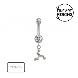 Piercing ombligo titanio con colgante de circonitas rosca interna