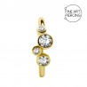 Piercing aro clicker en acero quirúrgico con circonitas, chapado en oro de 24k