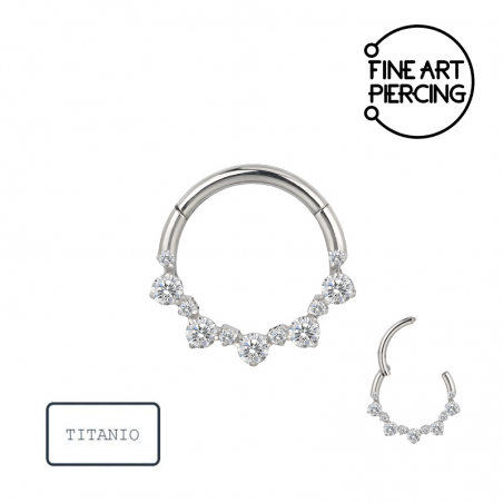 Aro clicker de titanio para septum con circonitas