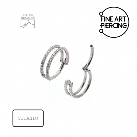 Aro Clicker Valentina en titanio con doble diseño y circonitas