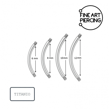 Barra curvada de titanio plateado para piercing de ceja, ombligo o vertical labret
