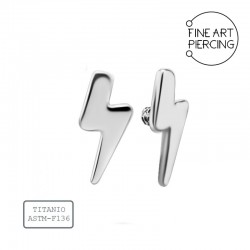 Top de titanio en forma de rayo con rosca interna, ideal para piercings