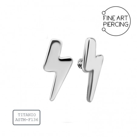 Top de titanio en forma de rayo con rosca interna, ideal para piercings